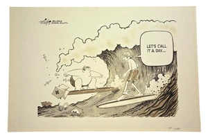 Dick Wright Verschmutzung PROVIDENCE JOURNAL-BULLETIN Politische Karikatur Kunst 11"x16" - Bild 1 von 3