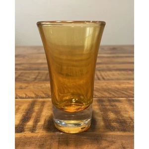 SHOT GLASS AMBER Heavy Clear Bottom 3 1/2" Tall. Just Beautiful. Excellent cond. - Picture 1 of 10