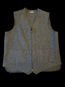 Gilet vintage Johnson Woolen Mills lana spina di pesce con cerniera 2 tasche taglia 42 - Foto 1 di 3