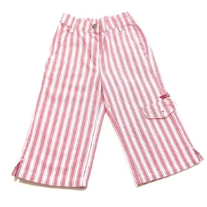 IKKS Girls Pink White Striped Pants 100% Cotton Size 4 Comfort Toddler Pants - Picture 1 of 4