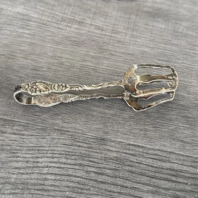 Pinzas de azúcar de placa de plata de colección 4" Nils Johan Suecia EXTRA PR NS ALP patrón floral Foto 1 de 4