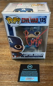 Chris Evans firmato Funko POP 125 serie Marvel CPT AMERICA guerra civile certificato di autenticità - Foto 1 di 5