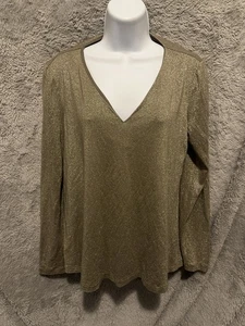 Lafayette 148 Top Damen Medium Bluse Gold Bronze Glitzer Schimmer Langarm - Bild 1 von 10