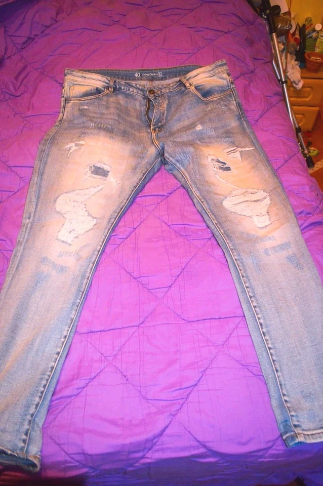 Crysp Denim Jeans Hose 40x32 , Geil Und Rockig,Vom Hersteller So Gewollt - Bild 1 von 3