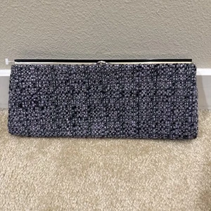 Pochette Banana Republic lana tweed nera lavanda viola grigio argento raso - Foto 1 di 8