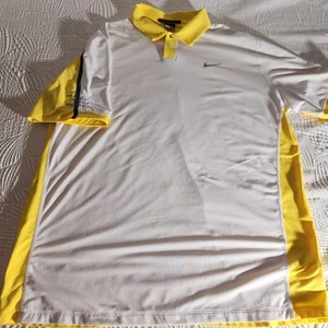Nike Poloshirt Herren XL weiß gelb DriFit Tiger Woods Collection Performance - Bild 1 von 15