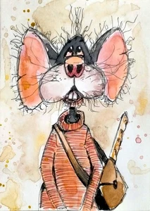 Original ACEO Art Card - MOUSE 3.5 in x 2.5 in watercolor Painting - Picture 1 of 1