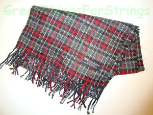 Sciarpa sciarpa invernale 100% cashmere Scozia quadri caldi quadri rosso nero grigio NUOVA - Foto 1 di 1