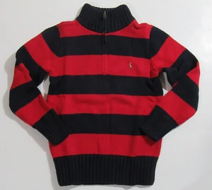 Polo Ralph Lauren Boys Quarter Zip Sweater Red & Navy Striped Size 6 NWT - Picture 1 of 6