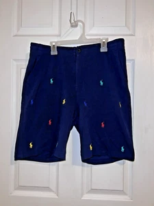 POLO RALPH LAUREN Kids Youth Navy Pique Embroidered Pony Shorts Sz 18/20 - Picture 1 of 13