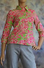NWOT IZOD Top Blouse Shirt Sz PM Cotton Blend w/ Spandex Floral Pink Lime Green
