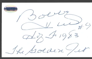 Bobby Hull- Autographed 3x5 Index Card With HOF & Golden Jet Inscriptions - Picture 1 of 1