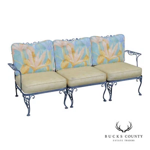 Woodard 'Chantilly Rose' Wrought Iron Outdoor Patio Sofa - Picture 1 of 22