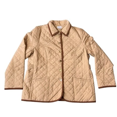 Chaqueta de Granero Acolchada Joan Rivers Caqui Marrón Detalle Pana Imitación Gamuza Borde Talla L Foto 1 de 4