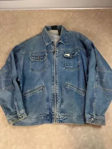 Rocawear Mens Cotton Logo Embroidered Collared Pockets Blue Denim Jacket 2XL - Picture 1 of 9