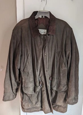 Chaqueta de cuero suave para mujer Bloomingdale’s By Sawyer Of Napa de colección talla L verde salvia Foto 1 de 4