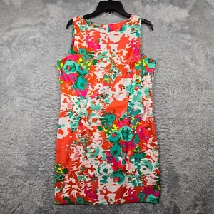 ALYX Sheath Dress Size 16 Pink Green Floral Watercolor Sleeveless Stretch - Picture 1 of 10