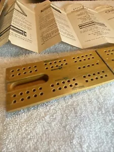 Vtg HORN Solid Wood Cribbage Board 4 Pegs Instructions Box Copyright 1941 USA FS - Picture 1 of 12