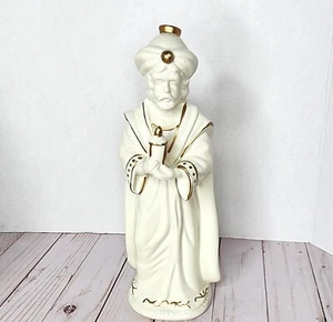 Wiseman with  Candle Nativity Figurine Replacement White Gold 11" Holiday Vtg - Picture 1 of 9