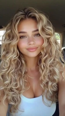 Balayage Golden Brown Brown Wavy Highlight Wigs 100% Human Hair Lace Front Wigs - Image 1 of 4