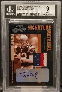 TOM BRADY 2004 Playoff Absolute Game Worn 3 Color Patch Auto 102/194 BGS 9/10