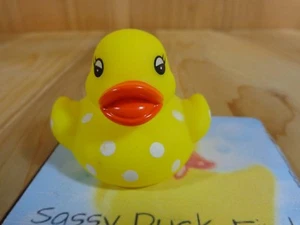 YELLOW Rubber Ducky 2" WHITE POLKA DOTS Toy Duck Safe For All Ages - Picture 1 of 5