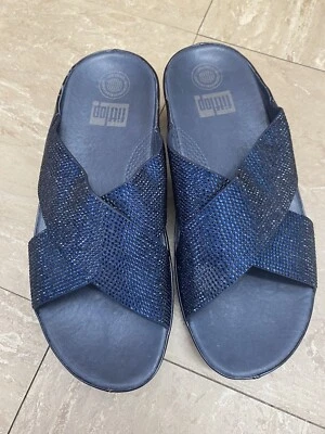 Fitflop UK 6 Crystals Sparkly Navy Slide Open Toe Sandals - Image 1 of 4