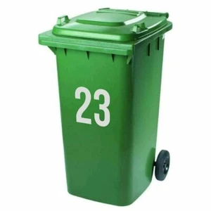 2 x House Number Stickers for Wheelie Bin (Available in Black or White Gloss) - Imagen 1 de 4