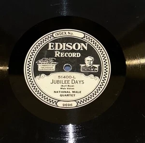 EDISON DIAMOND DISC 51400 JUBILEE DAYS NATIONAL MALE QUARTET TESTED - Imagen 1 de 6