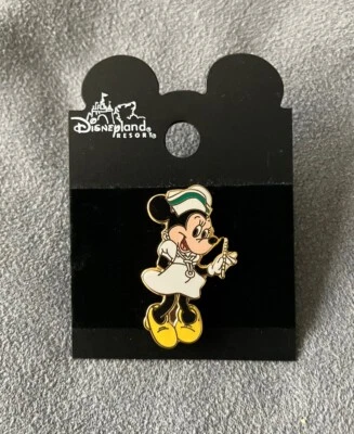 Disney Disneyland Prendedor Enfermera Minnie Mouse Rayas Verdes en Gorra Raro Nuevo con Etiquetas Foto 1 de 2