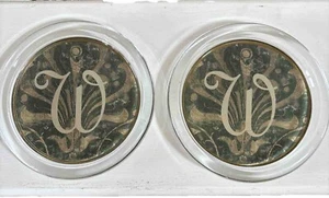 2 posavasos Marye-Kelley Decoupage vino/botella flor de lis oro con plato de baratija - Imagen 1 de 4