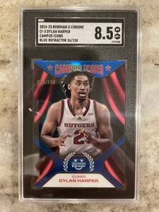 2025 Bowman University Chrome #CI-3 Dylan Harper Campus Icons Blue /150 SGC 8.5 - Picture 1 of 2