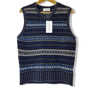 Eribe Fair Isle Wool Vest Jumper Small Blue - Picture 1 of 8