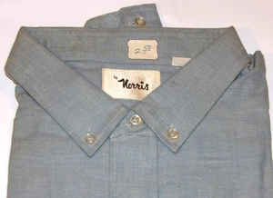 VINTAGE 1960s MEN'S 'NORRIS' CHAMBRAY SHIRT! STRAIGHT HEM/LONG SLEEVE/POCKET! L - Picture 1 of 10