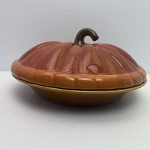 GKAO Pumpkin Pie 11" Plate With Lid Ceramic Baking Pie Covered Dish Holiday - Picture 1 of 10