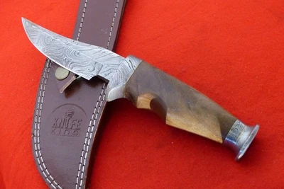 Faca bainha lâmina fixa Damasco 9,5" feita à mão personalizada sem marca - Imagem 1 de 4