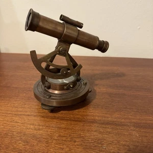 VINTAGE MARITIME 5 1/2" GROSSE MESSING ALIDADE mit TELESKOP KOMPASS & WASSERWAAGE - Bild 1 von 6