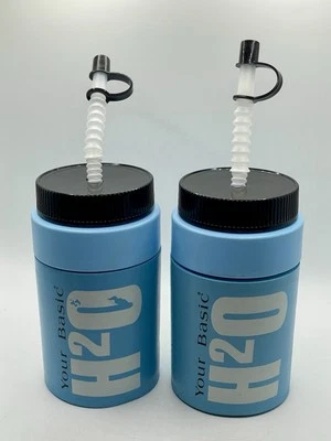 复古基本款“Your Basic H2O”2件套水瓶带吸管 — 第 1/4 张图片