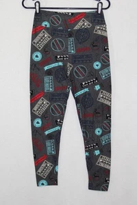 LuLaRoe One Size OS Leggings Gray Christmas Postmarks Print - Picture 1 of 5