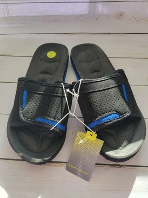 Tek Gear Boys Black Arch Support Flip Flops with Adjustable Strap - Size L - Image 1 of 4