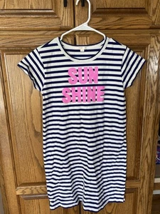 Crewcuts Girls Blue White Striped Tshirt Dress Size 14 - Picture 1 of 2
