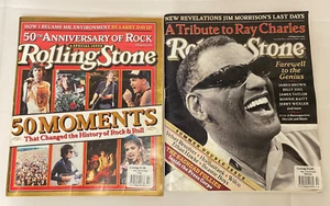 2x Rolling Stone Magazine 2004 Issues 50th Rock June & Ray Charles Tribute July - Picture 1 of 9