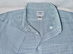 L.L.Bean Herren L Regular leicht tailliert blau weiß gestreift Knopfleiste Kurzarm - Bild 1 von 4