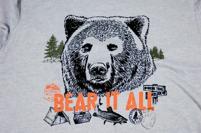 Camiseta masculina manga longa John Bartlett Bear it All cinza tamanho M mistura de algodão - Imagem 1 de 4