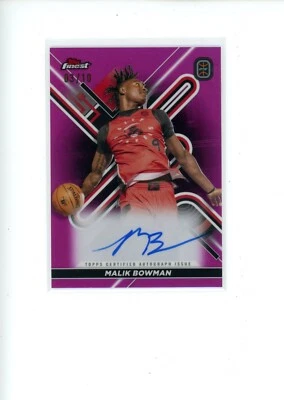 2022-23 Topps Finest OTE Malik Bowman #FA-MBO Fuchsia Refractor Auto 3/10 - Image 1 of 2