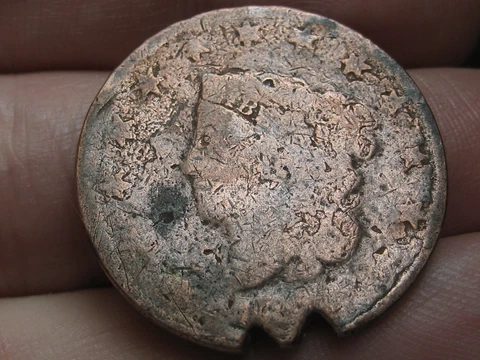 1816-1835 Matron Head Large Cent Penny- Mature Head, Rim Cuts Cover