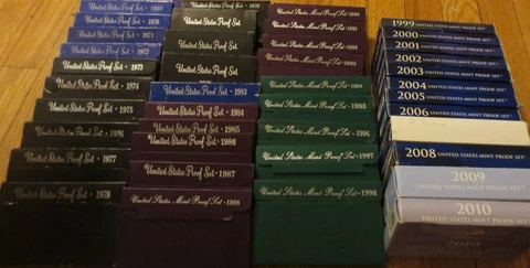 1968 to 2009 Proof Set U.S. Mint 42 Proof Sets San Francisco Mint Box COA Cover