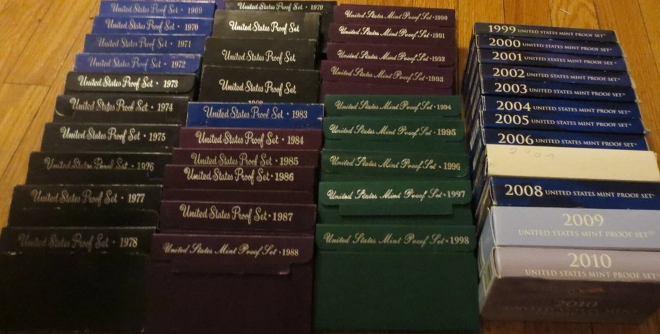 1968 to 2009 Proof Set U.S. Mint 42 Proof Sets San Francisco Mint Box COA   - Image 1 of 4