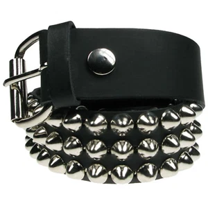 Mens Womens UK Gothic Dome Conical Biker Studded Jeans Fashion Leather Belt B162 - Imagen 1 de 2
