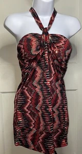 Mkm Designs Halter top Size Small Red/black W/Gold Sequin, Padded NWOT - Picture 1 of 7